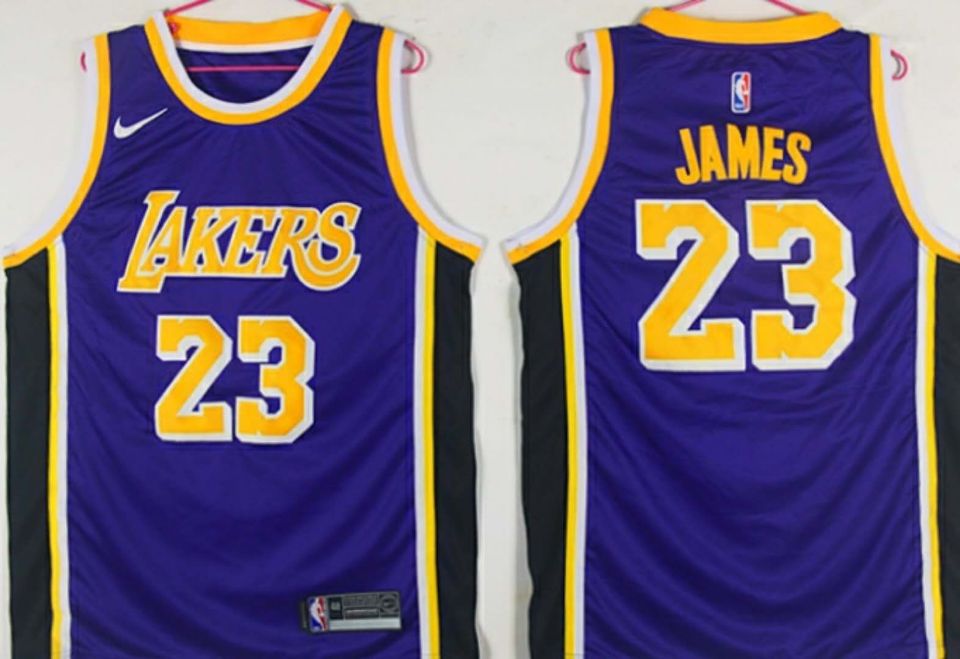 Men Los Angeles Lakers #23 James Purple Nike Game NBA Jerseys